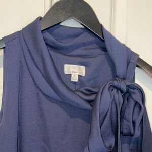 Signature by Robbie Bee Navy Bow-Tie Sleeveless Lined Dress